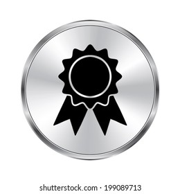 badge with icon - vector brushed metal button