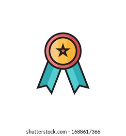 badge icon vector illustration. badge icon vector with primery color. filled outline style