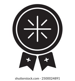 Badge icon vector line art illustration.