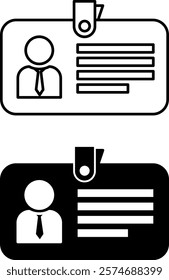 Badge Icons. Black and White Vector Icon. Sticker, Card for Employee of Company. Identity Card, Pass. Office Concept