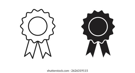Badge icons in flat solid and thin line style