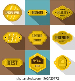 Badge icons set. Flat illustration of 9 badge vector icons for web