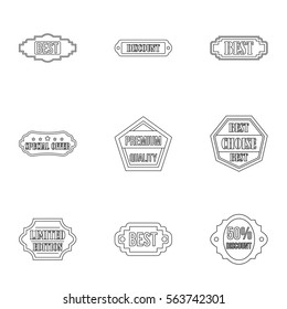 Badge icons set. Outline illustration of 9 badge vector icons for web