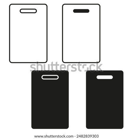 Badge icons set. Simple black and white. Rectangular design. Vector illustration.
