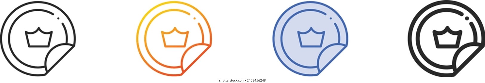 Icono de insignia.Diseño lineal delgado, degradado, trazo azul y estilo en negrita aislado sobre fondo blanco