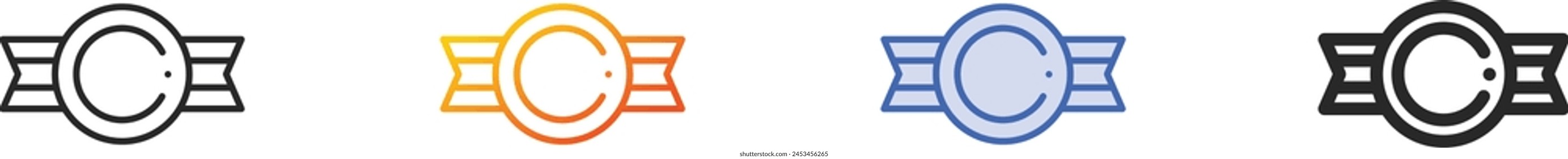 badge icon.Thin Linear, Gradient, Blue Stroke and bold Style Design Isolated On White Background