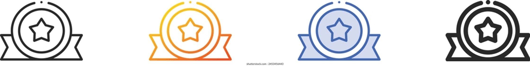 badge icon.Thin Linear, Gradient, Blue Stroke and bold Style Design Isolated On White Background