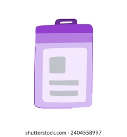 caricatura de tarjeta de identificación de placa. información de entidad, acceso a nombre, signo de tarjeta de identificación de contacto de paso. ilustración vectorial de símbolo aislado