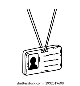 Badge And ID Card. Identity Of The Reporter And The Employee. Doodle Plastic Card With Photo And Information. Sketch Cartoon