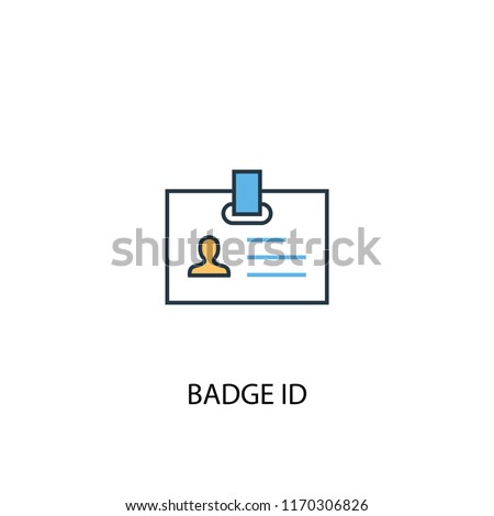 Badge ID concept 2 colored line icon. Simple yellow and blue element illustration. Badge ID concept outline symbol design from Workspace set