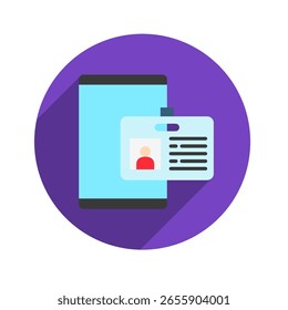 Badge Id. rounded flat color, mini illustration icon. use for modern concept, print, UI, UX kit, web and app development. Vector related to remote working, work from home.