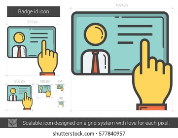 Icono de línea vectorial de id de placa aislado en fondo blanco. Icono de la línea de identificación para infografía, sitio web o aplicación. Icono escalable diseñado en un sistema de cuadrícula.