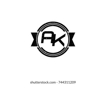 Badge initial letter AK logo vintage black