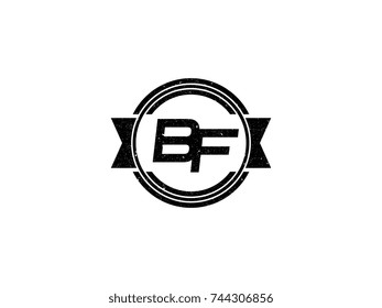 Badge initial letter BF logo vintage black
