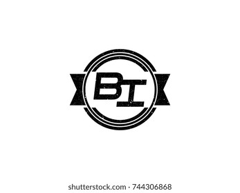 Badge initial letter BI logo vintage black