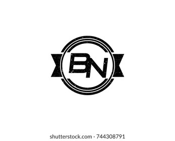 Badge initial letter BN logo vintage black