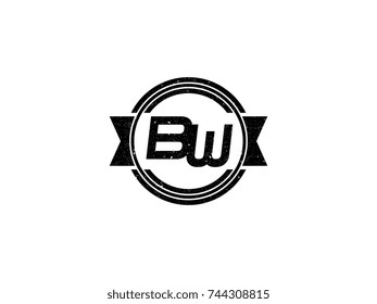 Badge initial letter BW logo vintage black