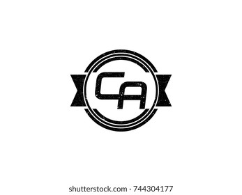 Badge initial letter CA logo vintage black