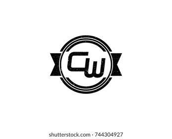 Badge initial letter CW logo vintage black