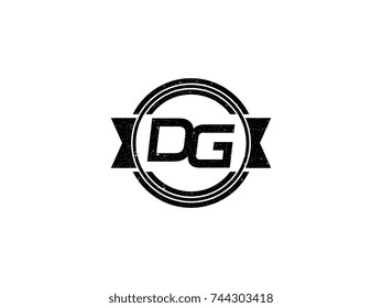 Badge initial letter DG logo vintage black