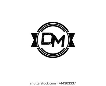 Badge initial letter DM logo vintage black