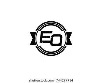 Badge initial letter EQ logo vintage black