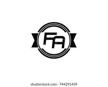 Badge initial letter FA logo vintage black