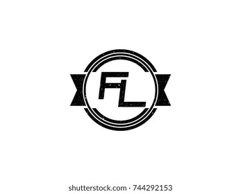 Badge initial letter FL logo vintage black