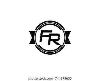 Badge initial letter FR logo vintage black