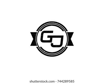Badge initial letter GJ logo vintage black