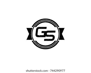 Badge initial letter GS logo vintage black