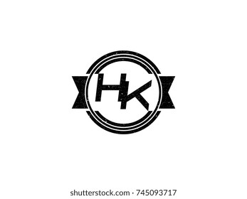 Badge initial letter HK logo vintage black