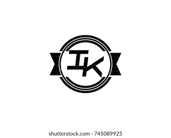 Badge initial letter IK logo vintage black