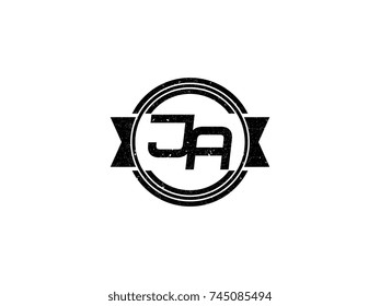 Badge initial letter JA logo vintage black