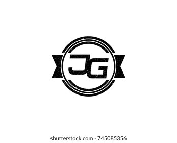 Badge initial letter JG logo vintage black