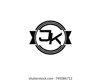 Badge initial letter JK logo vintage black