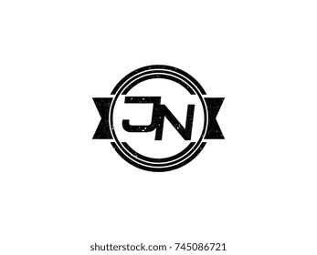 Badge initial letter JN logo vintage black