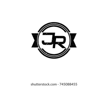 Badge initial letter JR logo vintage black