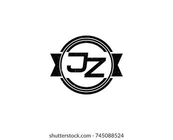 Badge initial letter JZ logo vintage black