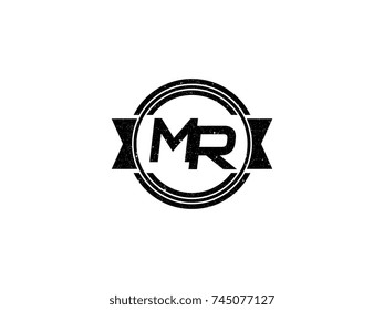 Badge initial letter MR logo vintage black