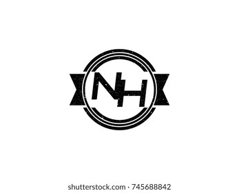 Badge initial letter NH logo vintage black