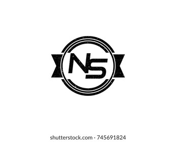 Badge initial letter NS logo vintage black