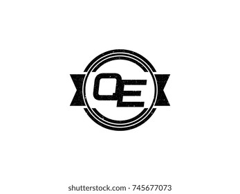 Badge initial letter OE logo vintage black