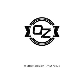 Badge initial letter OZ logo vintage black