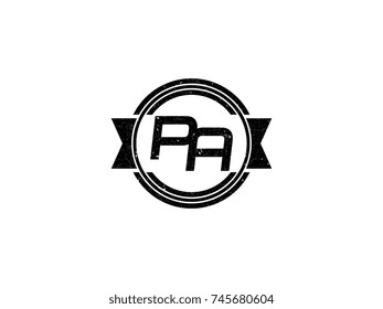 Badge initial letter PA logo vintage black