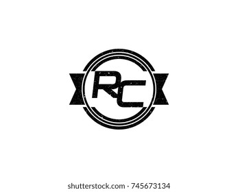 Badge initial letter RC logo vintage black