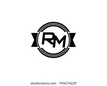 Badge initial letter RM logo vintage black