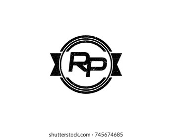 Badge initial letter RP logo vintage black
