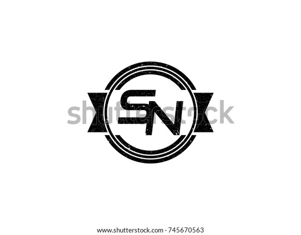 Badge Initial Letter Sn Logo Vintage Stock Vector (Royalty Free) 745670563