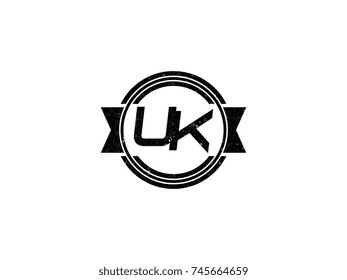 Badge initial letter UK logo vintage black